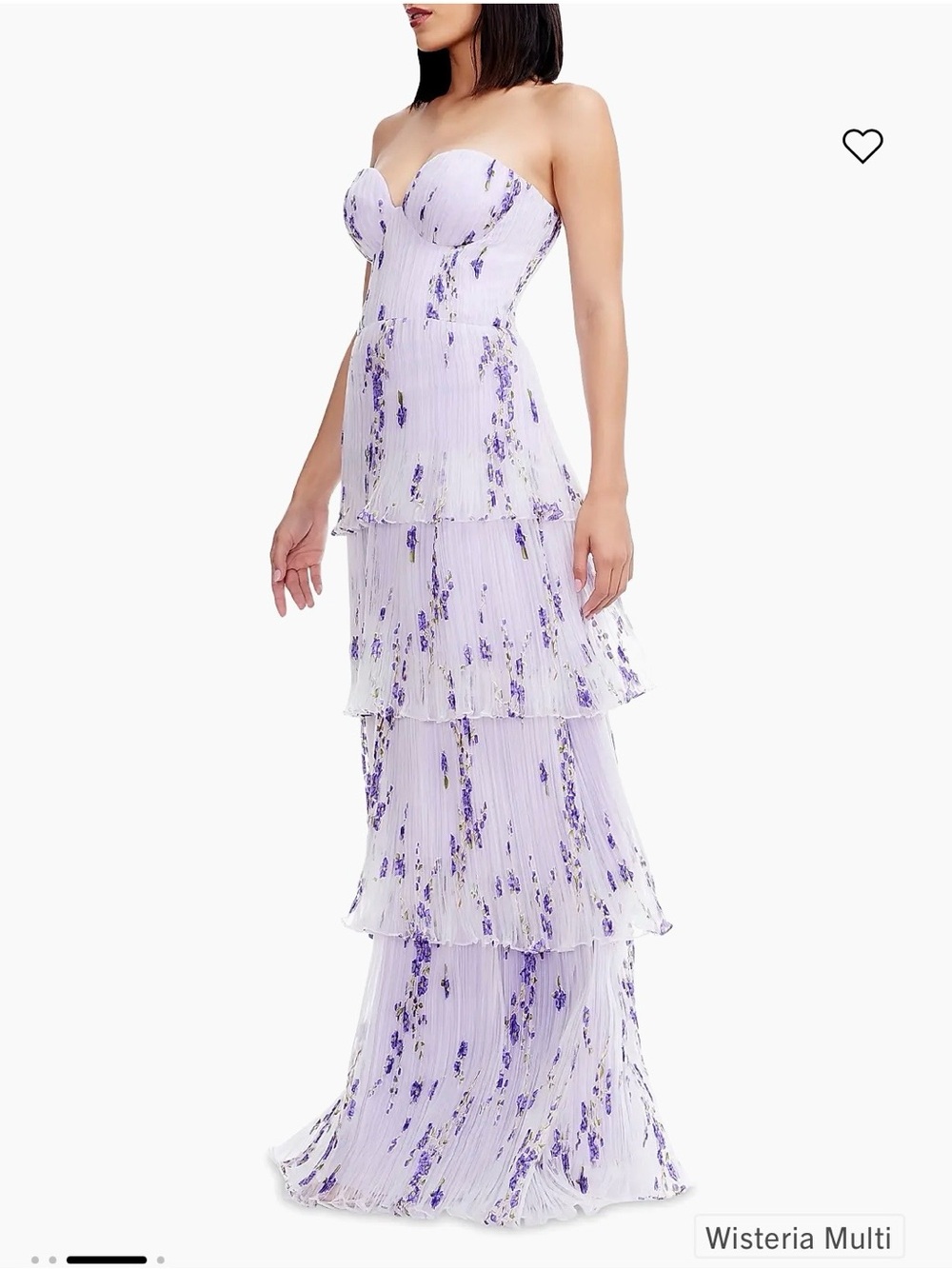 Dress the Population Lavender Layana Floral Tiered Bustier Gown